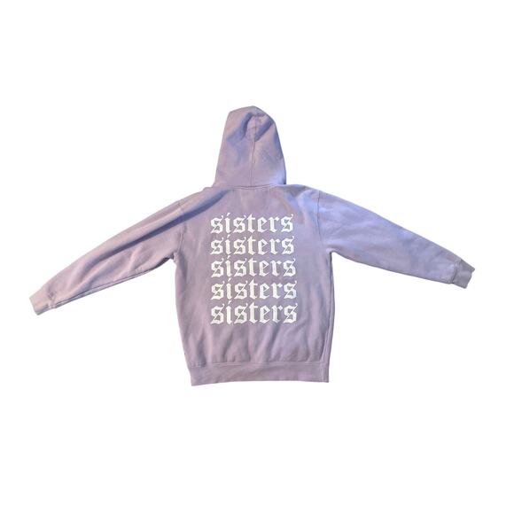 Women M Sisters Apparel Purple Pullover Sweatshirt Hoodie Cotton Logo Printed - Picture 3 of 5